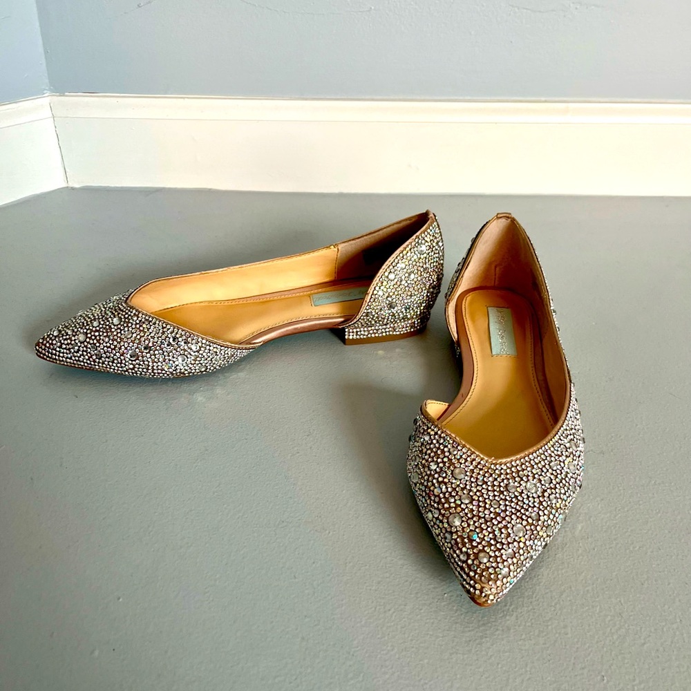 Blue by Betsey Johnson Reeve Flat size 7.5, jewel encrusted